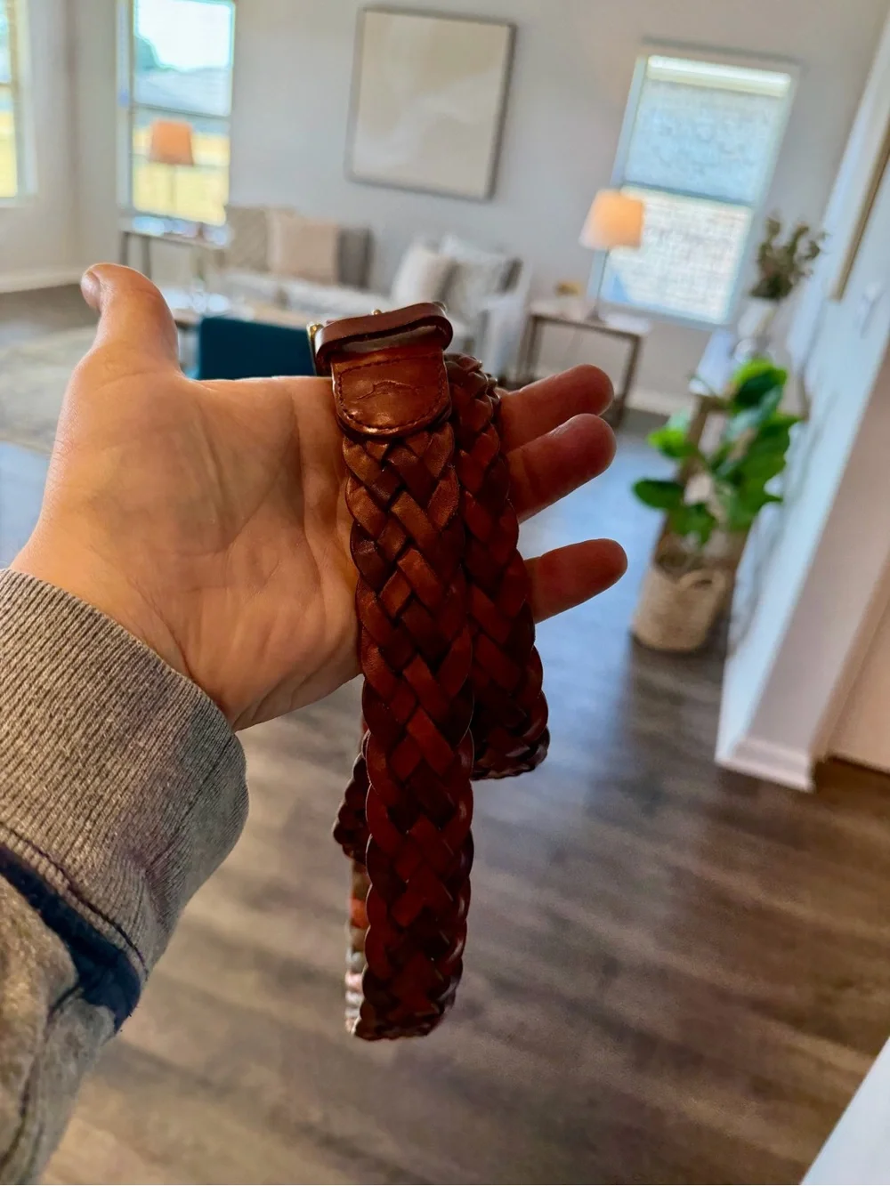 Tommy Bahama Woven Genuine Leather Belt Size XL 42-44 Brown